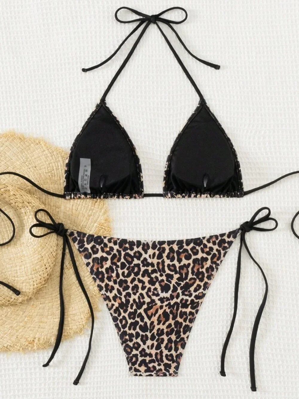 Multicolor Sexy Women's Leopard Print Side Tie Strap Bikini Set